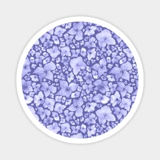 Delicate Hydrangea Watercolor Floral Pattern - Muted Periwinkle Palette Magnet